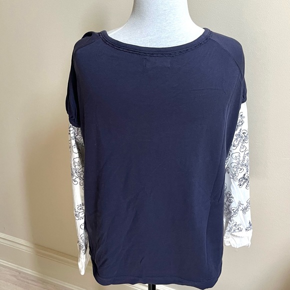 NWOT~Women’s Cotton Blouse~Size L~One Piece~Navy Blue & White - Picture 5 of 8